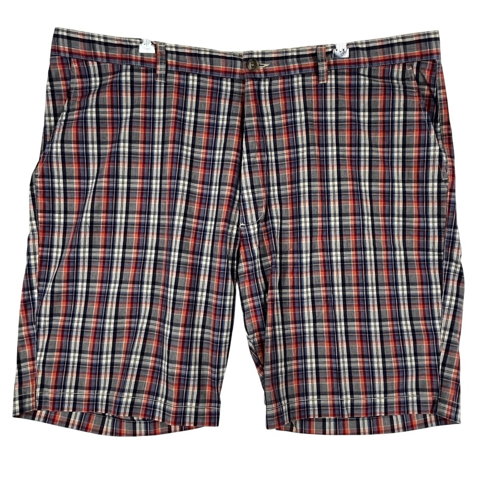 Joseph Abboud Chino Shorts Mens 44 Plaid Multicolor Cotton Flat Front Casual